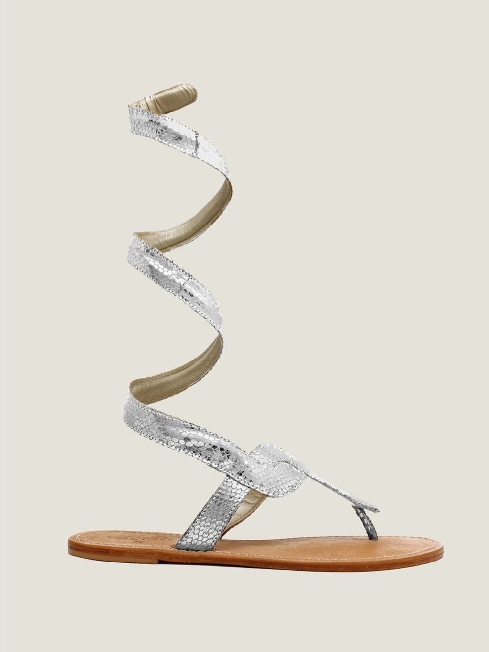 Aspiga Cobra Wrap Sandals - Silver Leather